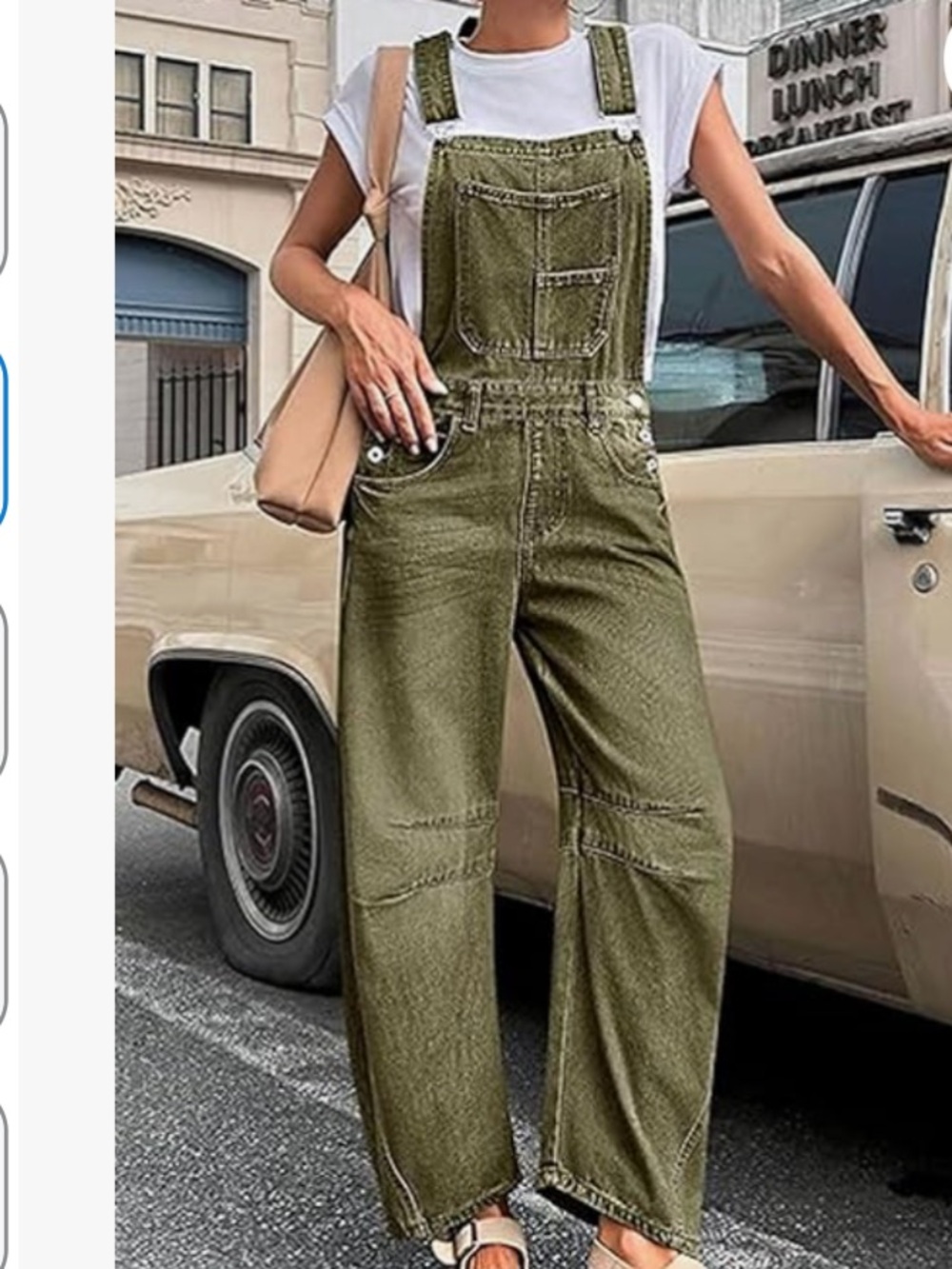 NWT Barrel Leg Overalls - Army Green